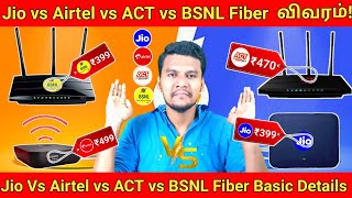 Jio amp Airtel amp ACT amp BSNL Fiber Connection Basic Plan amp Cost Details In Tamil  Best Broadband Tamil [upl. by Fraze]