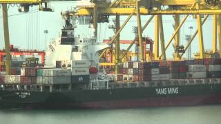 Container harbour cargo loading freighters in Laem Chabang Containerhafen Thailand [upl. by Eanehs949]