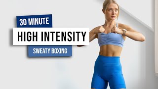 30 MIN HIGH INTENSITY BOXING BURN CARDIO Workout  No Equipment No Repeat HIIT Home Workout [upl. by Mahgem780]