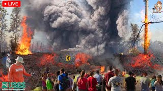 Hawaii is in panic Live footage of Kīlauea volcano erupting ash and flowing lava burned the forest [upl. by Ajiam]