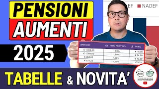 ULTIM’ORA ✅ PENSIONI ➜ AUMENTI 2025 ANTEPRIMA CALCOLI TABELLE REPORT INPS 📈 NUOVI IMPORTI GENNAIO [upl. by Gaut]