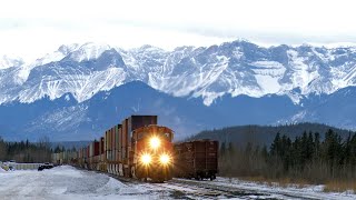 Winter Trains in Canada CN at Hinton Alberta [upl. by Cliff511]