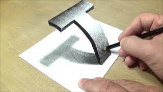 How To Draw A 3d Letter T  Easy Trick Art [upl. by Aramahs]