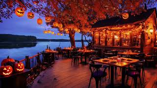 Jazz Relaxing Music  Cozy Fall Coffee Shop 🍂Smooth Jazz Instrumental Music with Crackling Fireplace [upl. by Ahsieka]