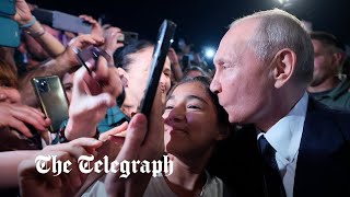 Putin meets adoring crowd on Dagestan visit [upl. by Nylesaj]