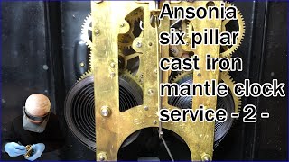 Ansonia porcelain dial cast iron mantle clock service Part 2 [upl. by Menides]