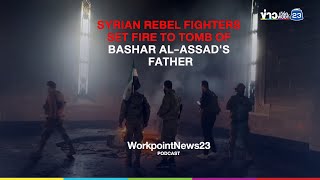 Syrian rebel fighters set fire to tomb of Bashar alAssads father [upl. by Aneral]