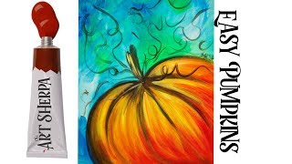 Easy Painting in acrylic Pumpkin step by step for beginners Liquitex Basics  TheArtSherpa [upl. by Devin]