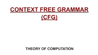 40 ContextFree Grammar CFG [upl. by Nnil]