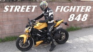 Trying out a DUCATI Street Fighter 848 Italian Motorcycle [upl. by Hnahym]