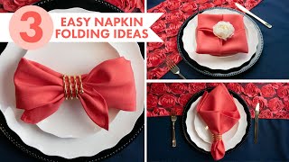 3 EASY Napkin Folding Ideas  Living Coral Place Settings  BalsaCirclecom [upl. by Morganstein700]