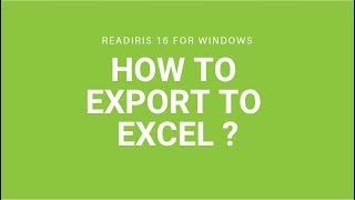 Readiris 16 How to export to Excel [upl. by Elodia]