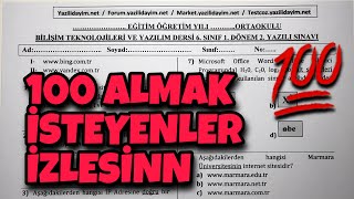 6Sınıf Bilişim Teknolojileri 1Dönem 2Yazılı [upl. by Nikolia]