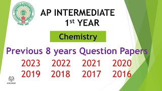 AP Inter 1st Year Chemistry EM 2023 2022 2021 2020 2019 2018 2017 Question Paper public exams [upl. by Wurst]