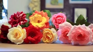 Crepe Paper Roses Tutorial [upl. by Oam]