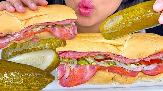 ASMR ITALIAN SUB SANDWICH WITH PICKLES  ASMR  MUKBANG  EATING SOUNDS [upl. by Milah652]