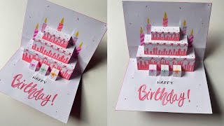 DIY PopUp Birthday Card  Birthday Greeting Card  Easy Cake Card [upl. by Bobker]