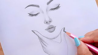 Easy way to draw a face  Pencil Sketch for beginners  Güzel Kız Çizimi [upl. by Sackville106]