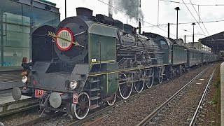 SNCF Locomotive à vapeur 231k8 Flèche dOr à ParisGare du Nord [upl. by Assillam]