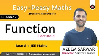 Function Class 12 Maths  Lecture1  Azeem Sarwar cbse ncert boardexam class12 jeemains [upl. by Royal146]