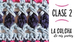 LA COLCHA DE MIS SUEÑOS CLASE 2  punto de cruces y motas a crochet [upl. by Votaw]