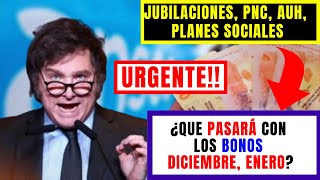 🚨ATENCIÓN🚨FIN DE BONOS Diciembre 2023¿Vendrán Mas Bonos Para Jubilados Pensionados AUH en Enero [upl. by Notsreik]