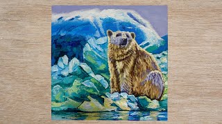 How to paint a polar bear  Easy acrylic painting tutorial for beginners [upl. by Sinne]