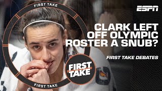 Caitlin Clark left off Olympic roster a SNUB Stephen A amp Andraya Carter debate ‼️  First Take [upl. by Oicram21]