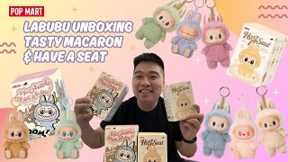 POP MART Labubu Unboxing  Tasty Macaron amp Have a Seat [upl. by Alliuqat]