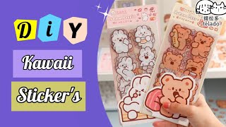 How to make kawaii sticker Diy handmade sticker at home easy to make paper craft Journal sticker [upl. by Nanah]