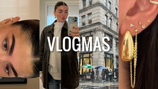 VLOGMAS DAY 5 shopping day in NYC new ear piercings haul  game night out [upl. by Zachariah]