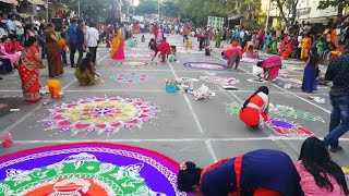 సంక్రాంతి ముగ్గుల పోటీలు in Banglore 2020  Rangoli competition in Banglore Karnataka [upl. by Engis762]