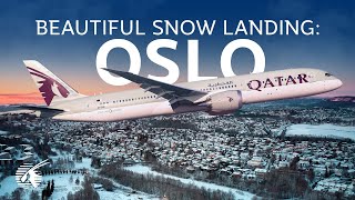 Beautiful Snow Landing in Oslo Norway 4K [upl. by Kania524]