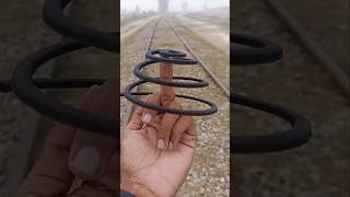 Train vs coil  train vs power plus challenge railtrack railway train shortsfeed trending [upl. by Liddle836]