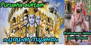 പുരുഷ സൂക്തംPurusha Suktam in malayalam  Brahmasree vishnu potti Anayadi PURUSHASUKTAM [upl. by Melnick676]