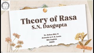 Theory of Rasa S N Dasgupta [upl. by Cleveland]