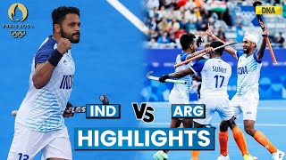 IND Vs ARG Hockey Highlights Harmanpreet Goal Helps India Draw Vs Argentina Paris Olympics 2024 [upl. by Ahsein]