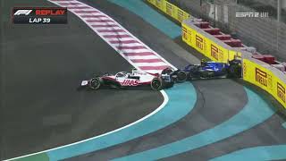 SCHUMACHER AND LATIFI COLLIDE  2022 ABU DHABI GP RACE [upl. by Cioban430]