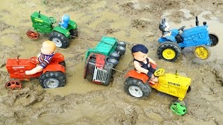 Tata Tipper Accident Pit Pulling Out Mahindra Sonalika Swaraj HMT 5911 Tractor  Cartoon kids Toys [upl. by Atinrev]