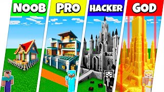 Minecraft Battle NOOB vs PRO vs HACKER vs GOD SECURE SAFEST HOUSE BASE BUILD CHALLENGE  Animation [upl. by Ettenahc]