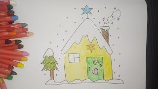 christmas snow house drawing amp coloring drawing art craft coloring christmas snowhouse [upl. by Anrahc]