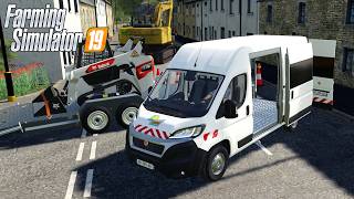 FS19  2014 Fiat Ducato and TRAILER with BOBCAT  CAR MOD for Farming Simulator 2019 ROLEPLAY [upl. by Binnings]