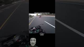 ninja h2r vs tesla car strate race automobile rider [upl. by Talbot]