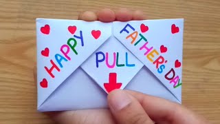 DIY  SURPRISE MESSAGE CARD FOR FATHERS DAY  Pull Tab Origami Envelope Card  Fathers Day Card [upl. by Gahan]