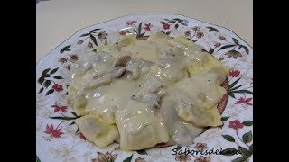 Raviolis con salsa cremosa de champiñones [upl. by Hagar]