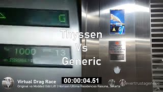 Virtual Drag Race Eps 7B Original vs Modded Thyssen Elevator  Horison Residences Rasuna Jakarta [upl. by Cirde]