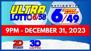 Lotto Result 9PM Dec 31 2023 Plus 9PM Lotto Results of Past 3 Days PCSO Lotto Draw [upl. by Hugues]