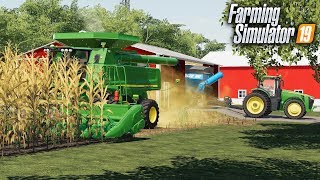 FS19 CORN HARVEST ON THE NEW FARM PULLING OUT THE GRAIN CART amp GETTING EQUIPMENT READY [upl. by Dhar889]