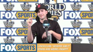 World Series Game 5 PostGame Interview Tim Lincecum and Cliff Lee [upl. by Dianne]