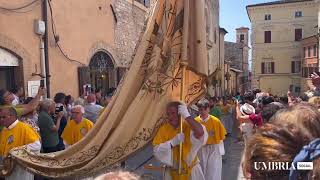 La processione del Corpus Domini a Spello infiorate di Spello 2023 [upl. by Yrdua]